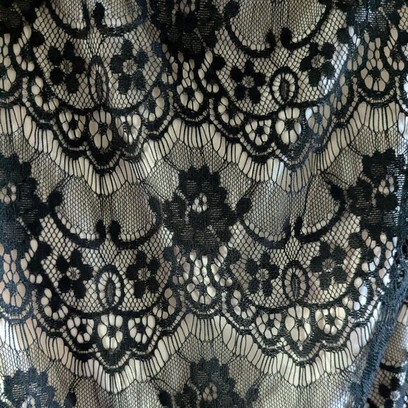 Black Lace Floor Length Low Back Gown - Picture 4 of 9